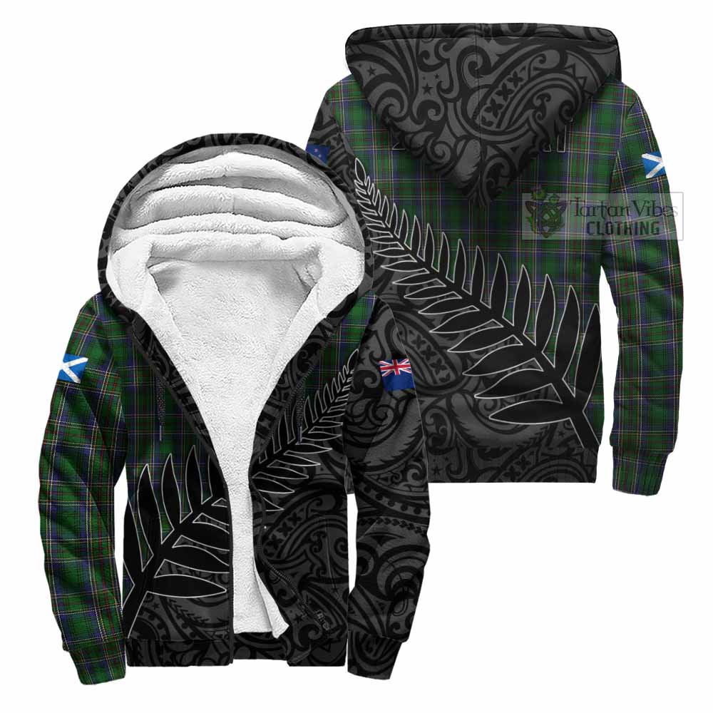 Tartan Vibes Clothing Cockburn Crest Tartan Sherpa Hoodie with New Zealand Silver Fern Half Style