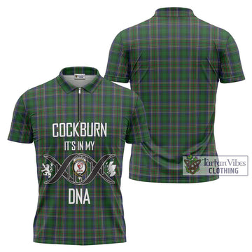 Cockburn Tartan Zipper Polo Shirt with Family Crest DNA In Me Style