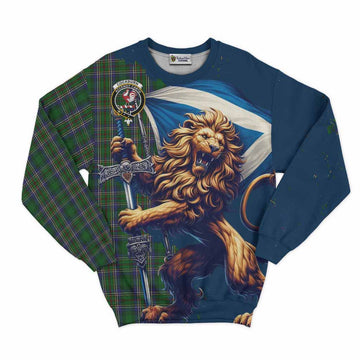 Cockburn Tartan Family Crest Sweatshirt with Scottish Majestic Lion