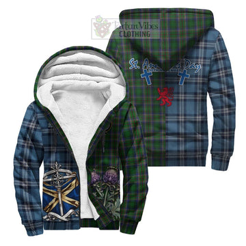 Cockburn Tartan Sherpa Hoodie Happy St. Andrew's Day Half Tartan Style