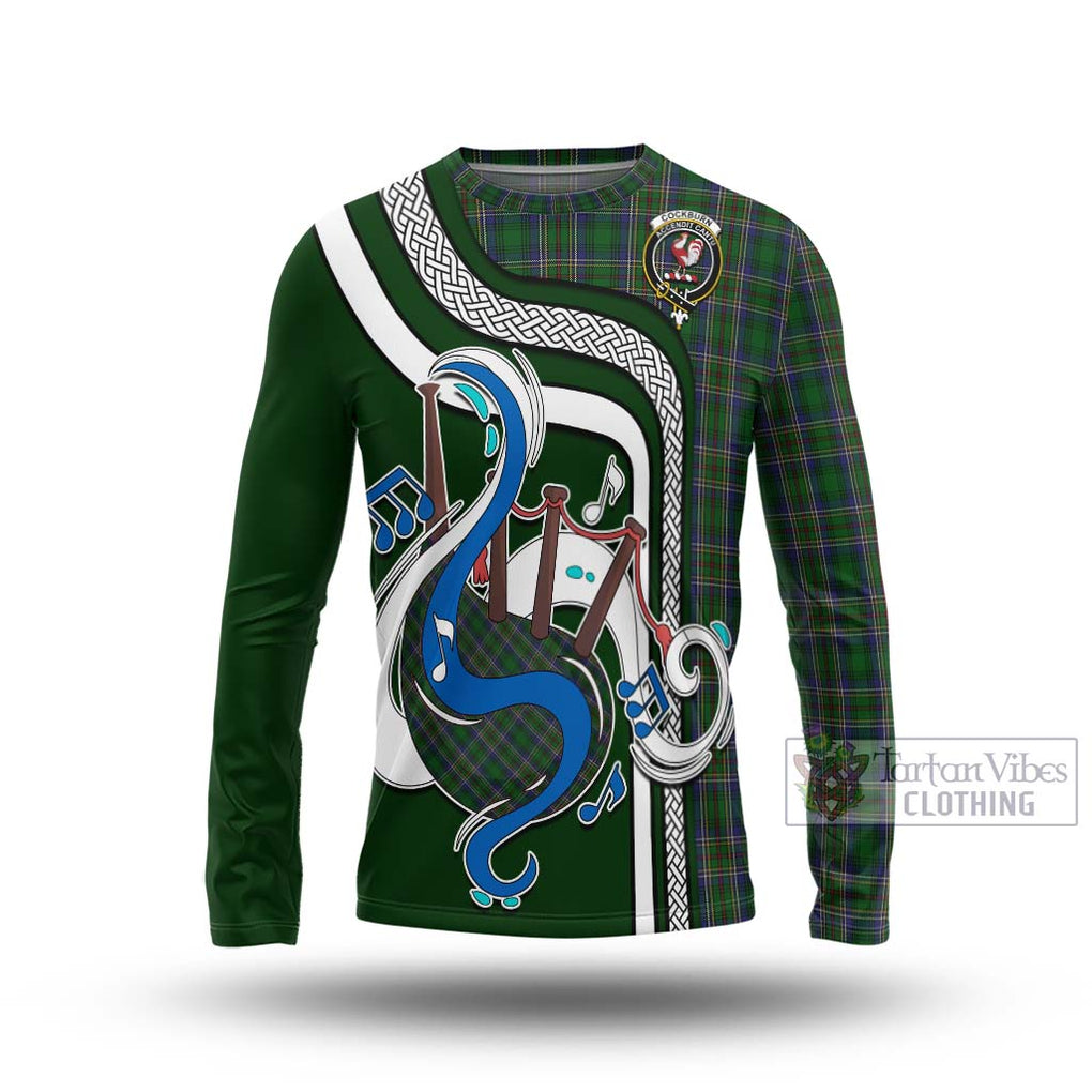 Tartan Vibes Clothing Cockburn Tartan Long Sleeve T-Shirt with Epic Bagpipe Style