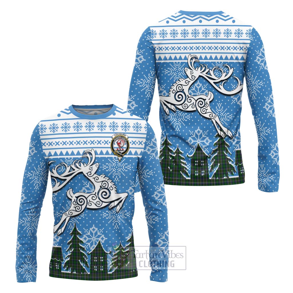 Tartan Vibes Clothing Cockburn Clan Christmas Long Sleeve T-Shirt Celtic Reindeer Style