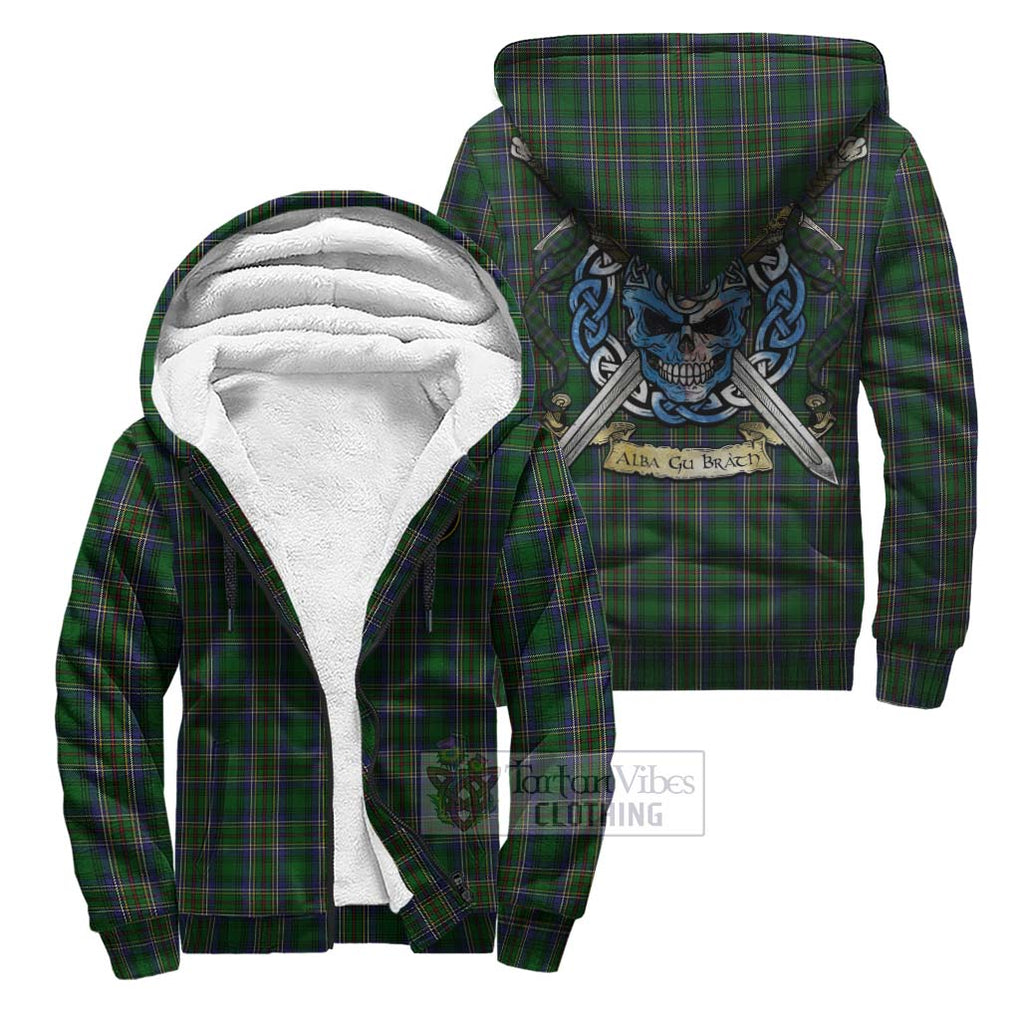 Tartan Vibes Clothing Cockburn Tartan Sherpa Hoodie with Family Crest Celtic Skull Style