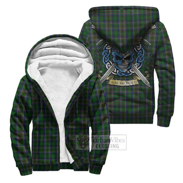 Cockburn Tartan Sherpa Hoodie with Family Crest Celtic Skull Style