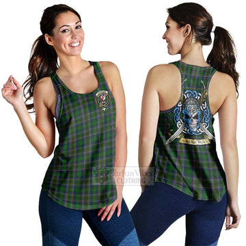 Cockburn Tartan Women's Racerback Tanks with Family Crest Celtic Skull Style