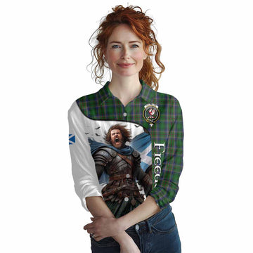 Cockburn Crest Tartan Women's Casual Shirt Inspired by the Freedom of Scottish Warrior