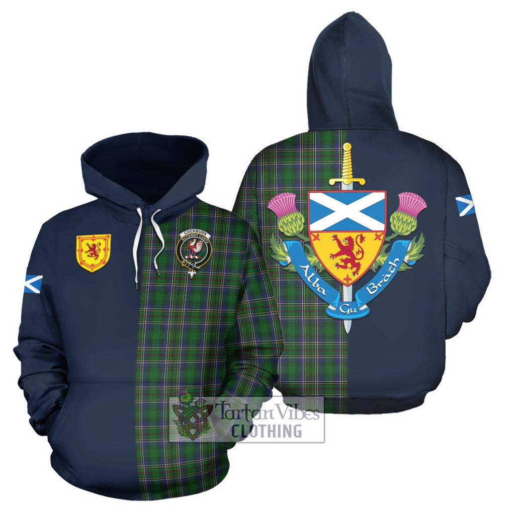 Tartan Vibes Clothing Cockburn Tartan Hoodie with Scottish Lion Royal Arm Half Style