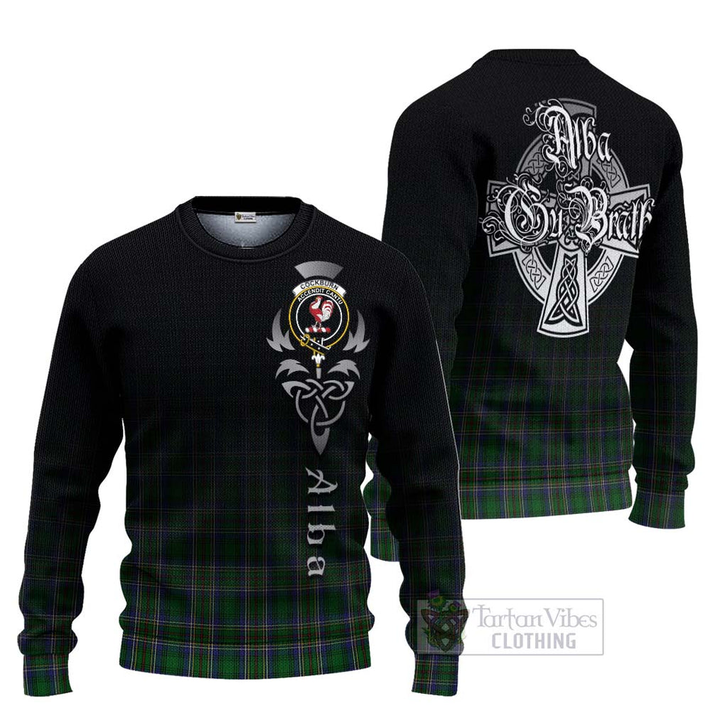 Tartan Vibes Clothing Cockburn Tartan Knitted Sweater Featuring Alba Gu Brath Family Crest Celtic Inspired