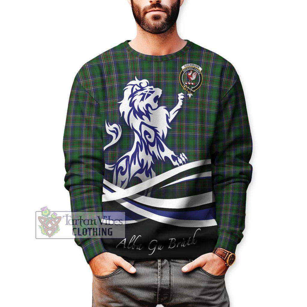 Cockburn Tartan Sweatshirt with Alba Gu Brath Regal Lion Emblem Unisex - Tartanvibesclothing Shop