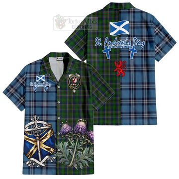 Cockburn Tartan Short Sleeve Button Shirt Happy St. Andrew's Day Half Tartan Style