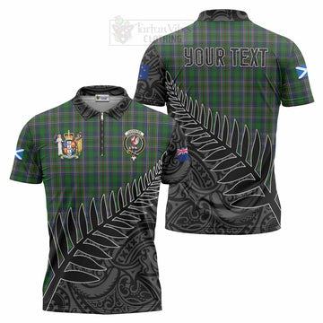 Cockburn Crest Tartan Zipper Polo Shirt with New Zealand Silver Fern Half Style