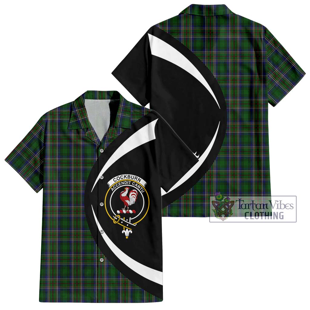 Cockburn Tartan Short Sleeve Button Up with Family Crest Circle Style Kid - Tartan Vibes Clothing