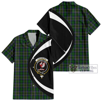 Cockburn Tartan Short Sleeve Button Up with Family Crest Circle Style