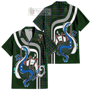 Cockburn Tartan Short Sleeve Button Shirt with Epic Bagpipe Style