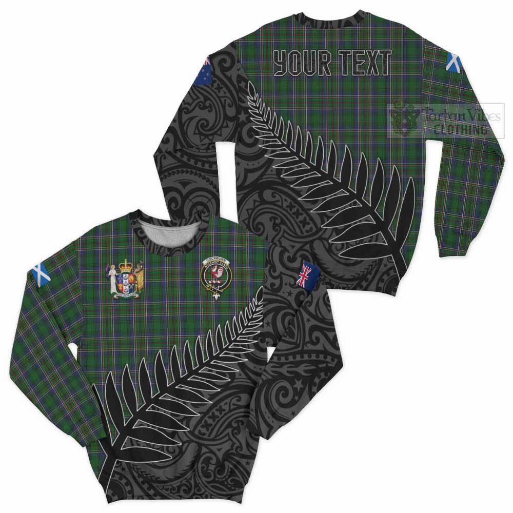 Tartan Vibes Clothing Cockburn Crest Tartan Sweatshirt with New Zealand Silver Fern Half Style