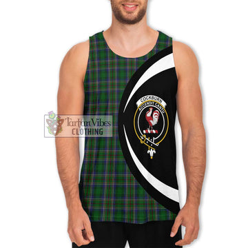 Cockburn Tartan Men's Tank Top with Family Crest Circle Style