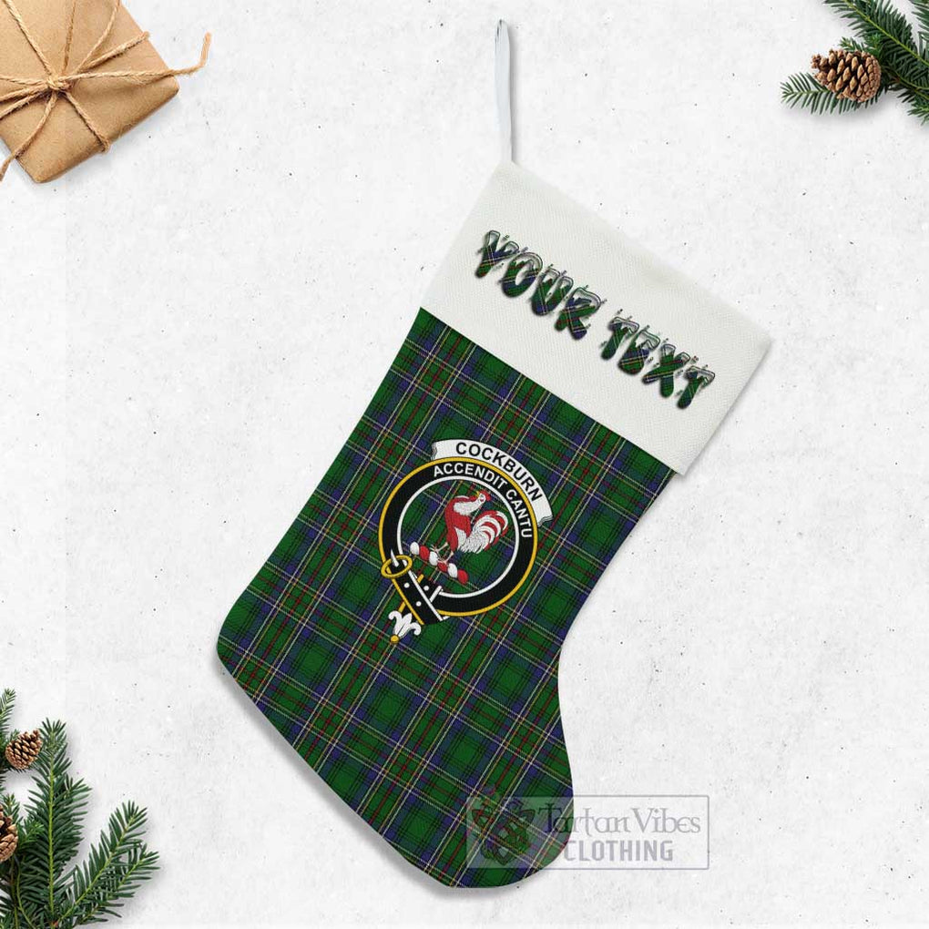 Tartan Vibes Clothing Cockburn Tartan Family Crest Christmas Stocking with Personalized Text