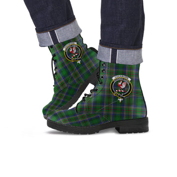 Cockburn Tartan Leather Boots with Family Crest