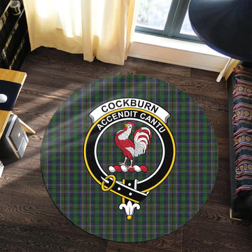 Cockburn Tartan Round Rug with Family Crest Premium Round Rug - Tartan Vibes Clothing