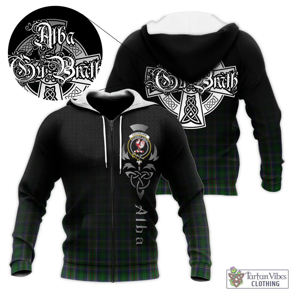 Tartan Vibes Clothing Cockburn Tartan Knitted Hoodie Featuring Alba Gu Brath Family Crest Celtic Inspired