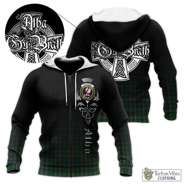 Cockburn Tartan Knitted Hoodie Featuring Alba Gu Brath Family Crest Celtic Inspired