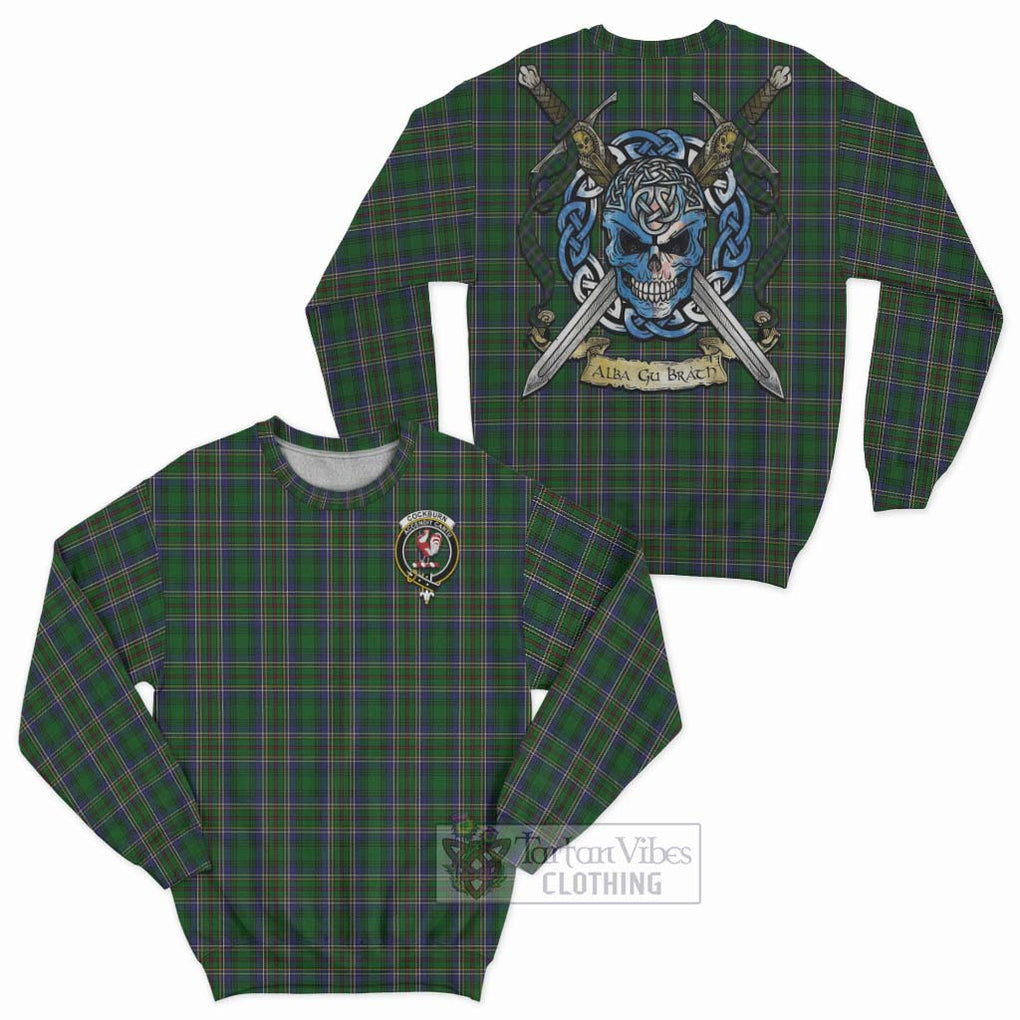 Tartan Vibes Clothing Cockburn Tartan Sweatshirt with Family Crest Celtic Skull Style