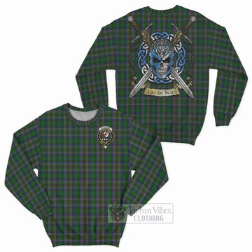 Cockburn Tartan Sweatshirt with Family Crest Celtic Skull Style