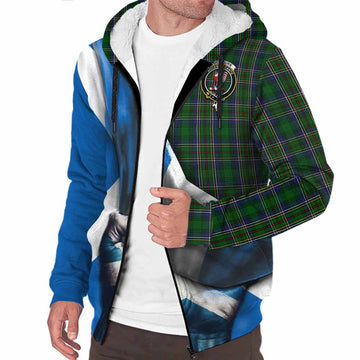 Cockburn Tartan Sherpa Hoodie with Family Crest Scotland Patriotic Style