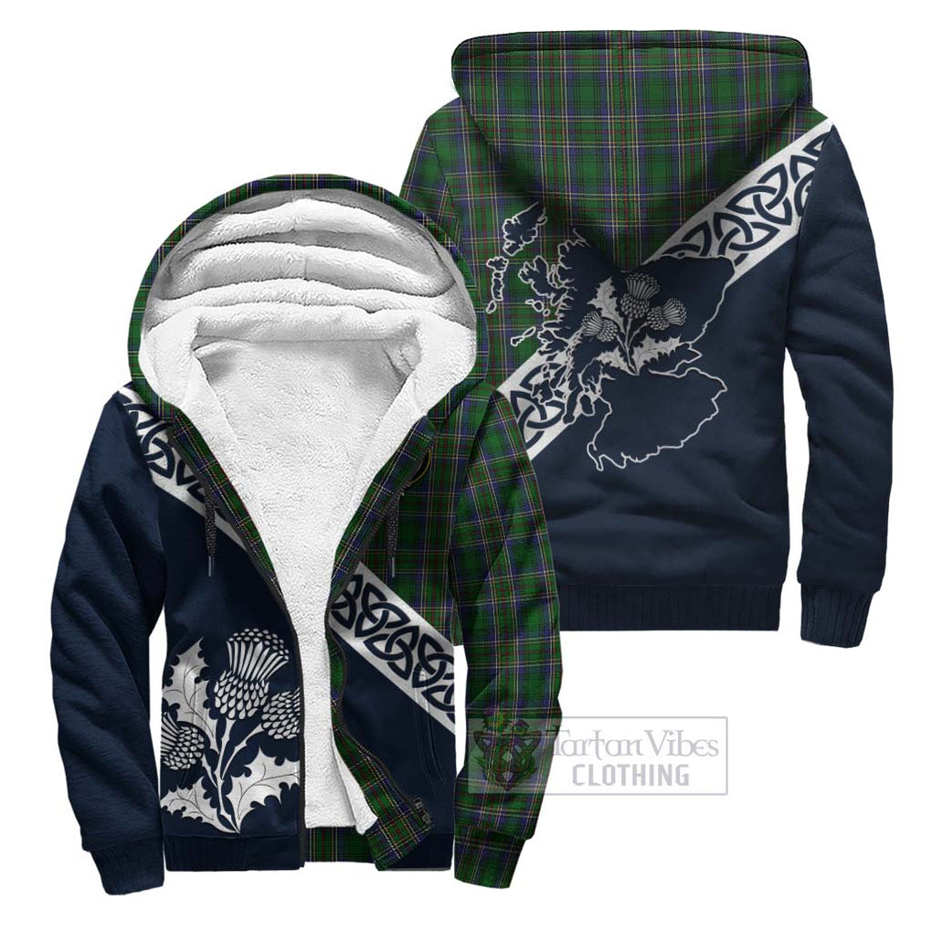 Tartan Vibes Clothing Cockburn Tartan Sherpa Hoodie Featuring Thistle and Scotland Map