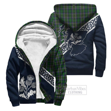 Cockburn Tartan Sherpa Hoodie Featuring Thistle and Scotland Map