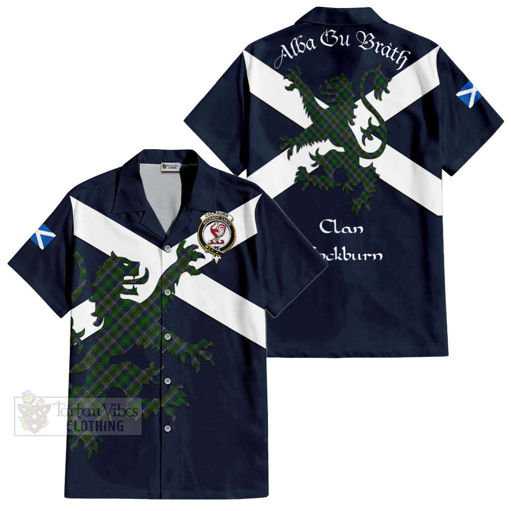 Tartan Vibes Clothing Cockburn Tartan Lion Rampant Short Sleeve Button Shirt – Proudly Display Your Heritage with Alba Gu Brath and Clan Name