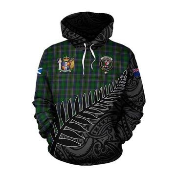 Cockburn Crest Tartan Cotton Hoodie with New Zealand Silver Fern Half Style