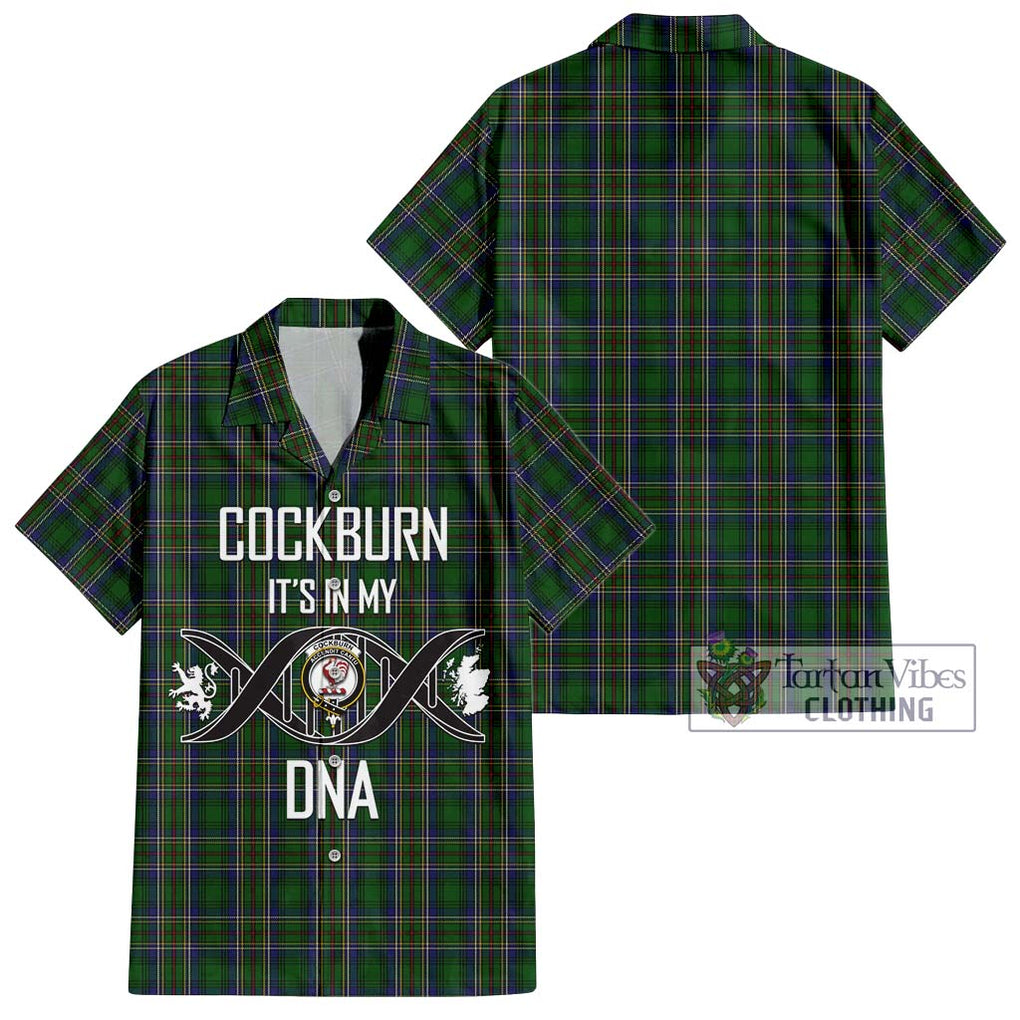 Cockburn Tartan Short Sleeve Button Shirt with Family Crest DNA In Me Style Kid - Tartanvibesclothing Shop