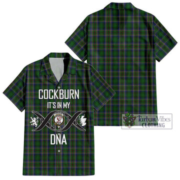 Cockburn Tartan Short Sleeve Button Shirt with Family Crest DNA In Me Style