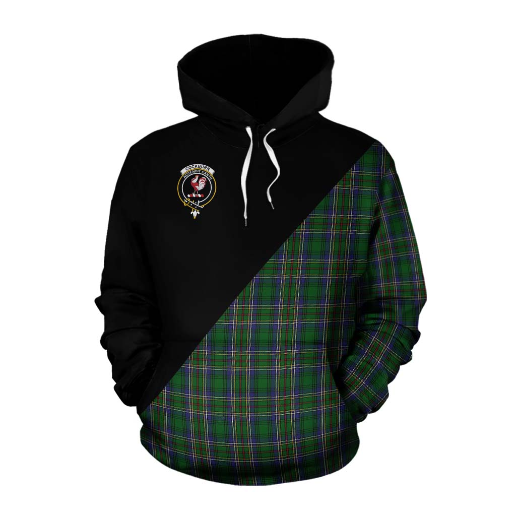 Tartan Vibes Clothing Cockburn Tartan Cotton Hoodie with Family Crest and Military Logo Style