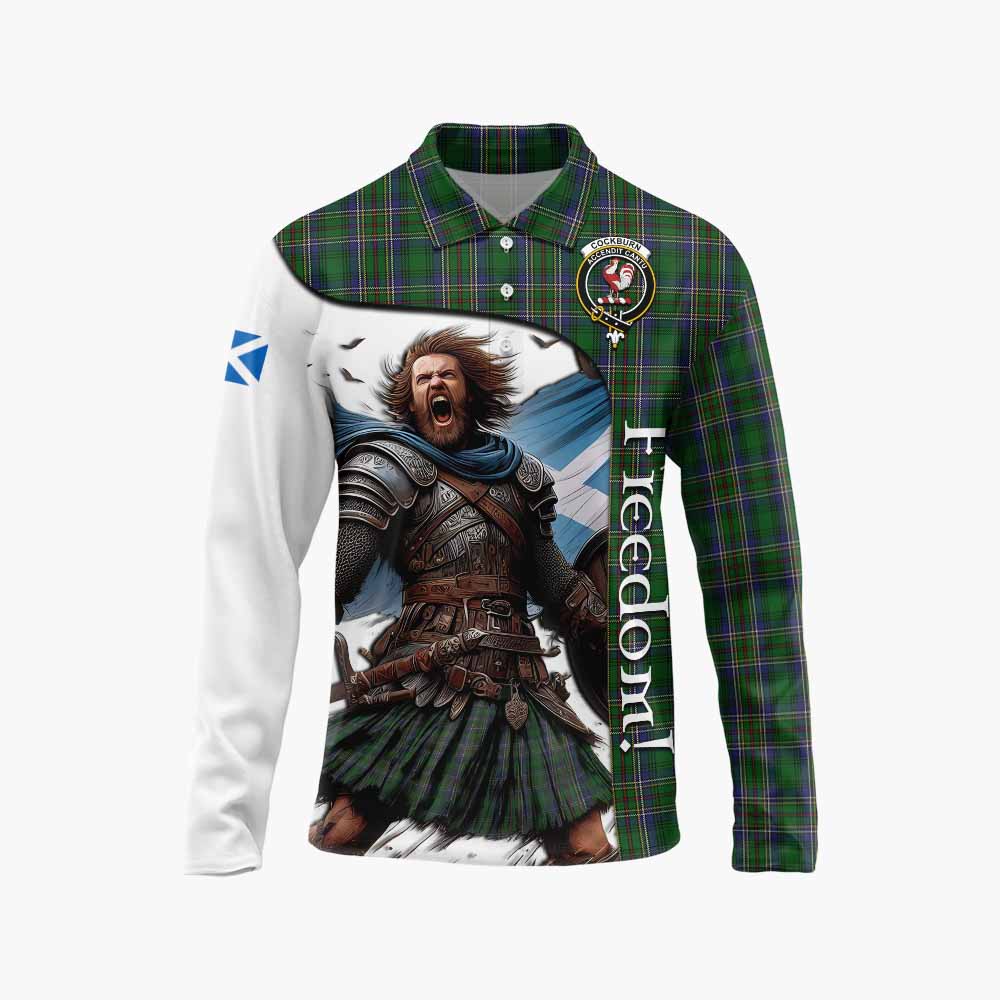 Tartan Vibes Clothing Cockburn Crest Tartan Long Sleeve Polo Shirt Inspired by the Freedom of Scottish Warrior