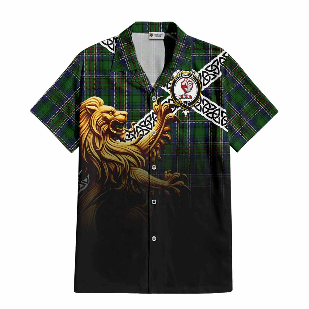 Cockburn Crest Tartan Hawaiian Shirt with Golden Lion Emblem Celtic Style Kid - Tartan Vibes Clothing