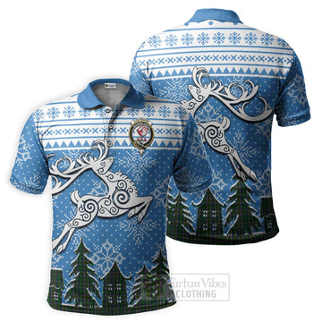 Cockburn Clan Christmas Polo Shirt Celtic Reindeer Style