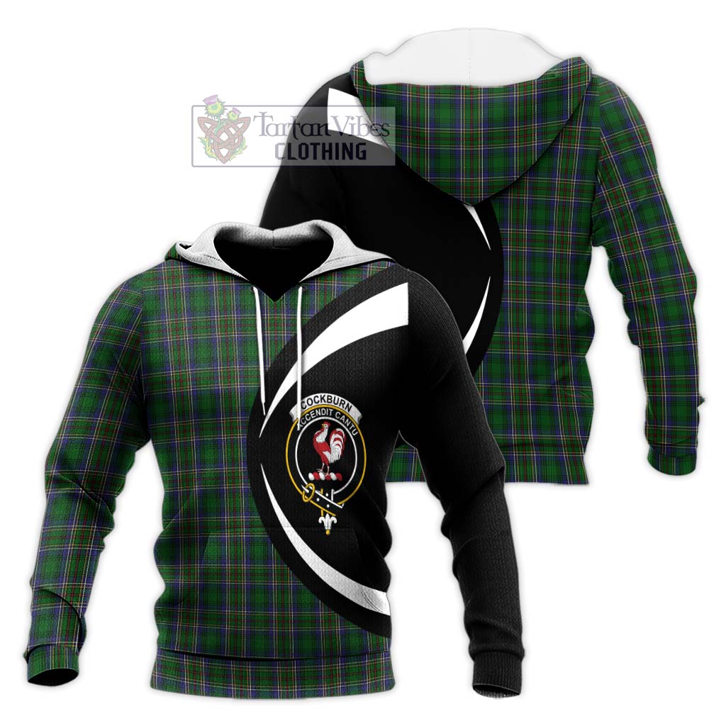 Cockburn Tartan Knitted Hoodie with Family Crest Circle Style Unisex Knitted Pullover Hoodie - Tartan Vibes Clothing