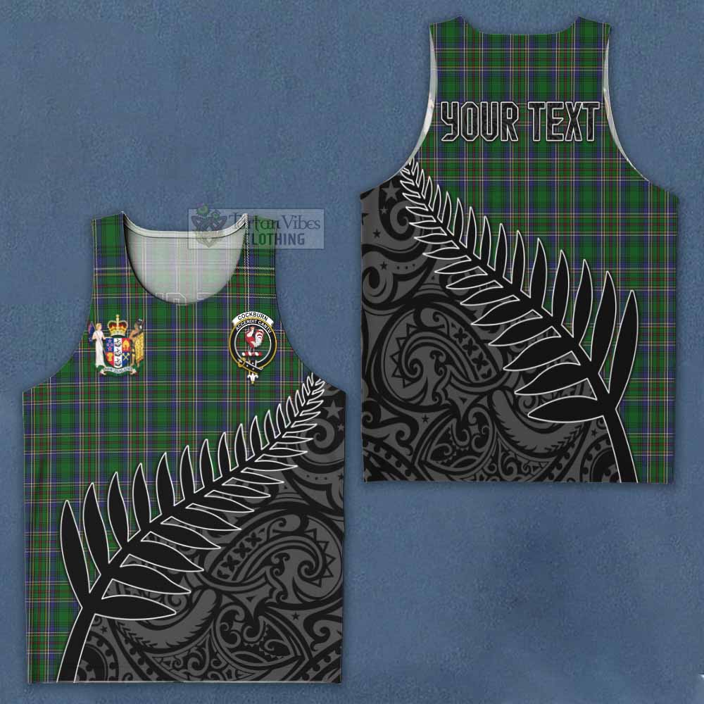 Tartan Vibes Clothing Cockburn Crest Tartan Men's Tank Top with New Zealand Silver Fern Half Style