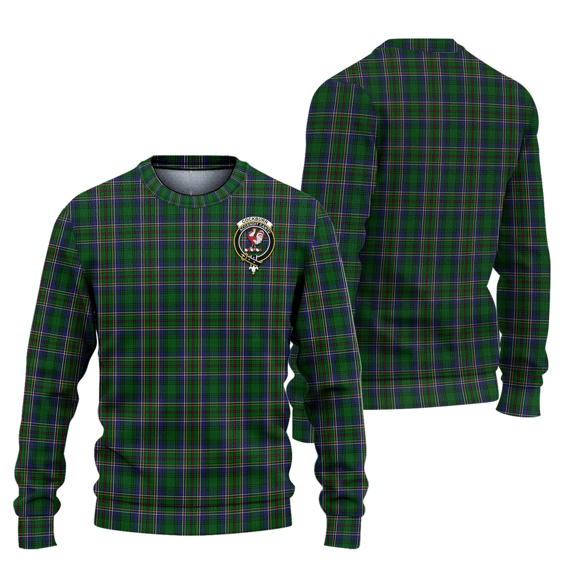 Cockburn Tartan Knitted Sweater with Family Crest Unisex - Tartanvibesclothing