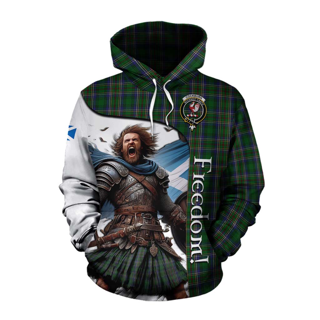 Tartan Vibes Clothing Cockburn Crest Tartan Cotton Hoodie Inspired by the Freedom of Scottish Warrior