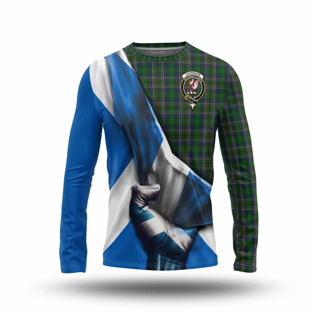 Tartan Vibes Clothing Cockburn Tartan Long Sleeve T-Shirt with Family Crest Scotland Patriotic Style