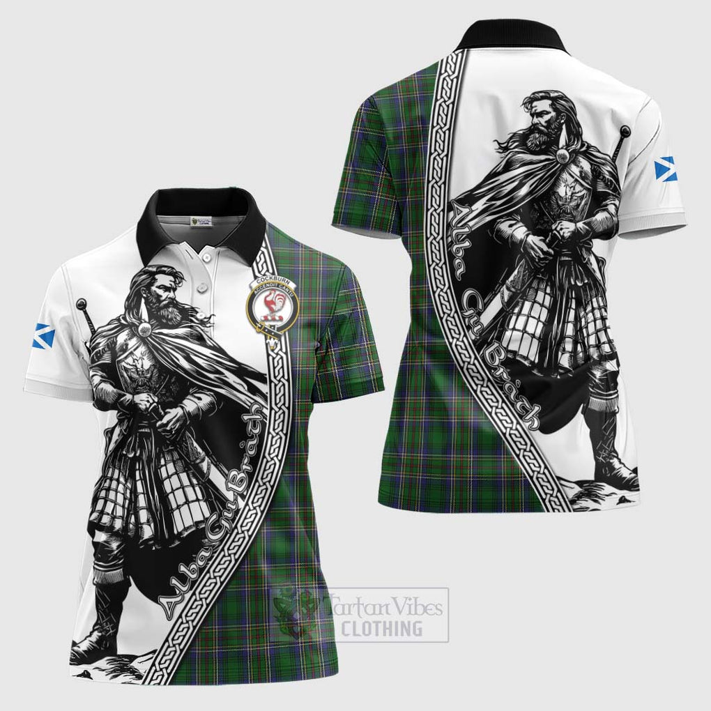 Tartan Vibes Clothing Cockburn Tartan Clan Crest Women's Polo Shirt with Highlander Warrior Celtic Style