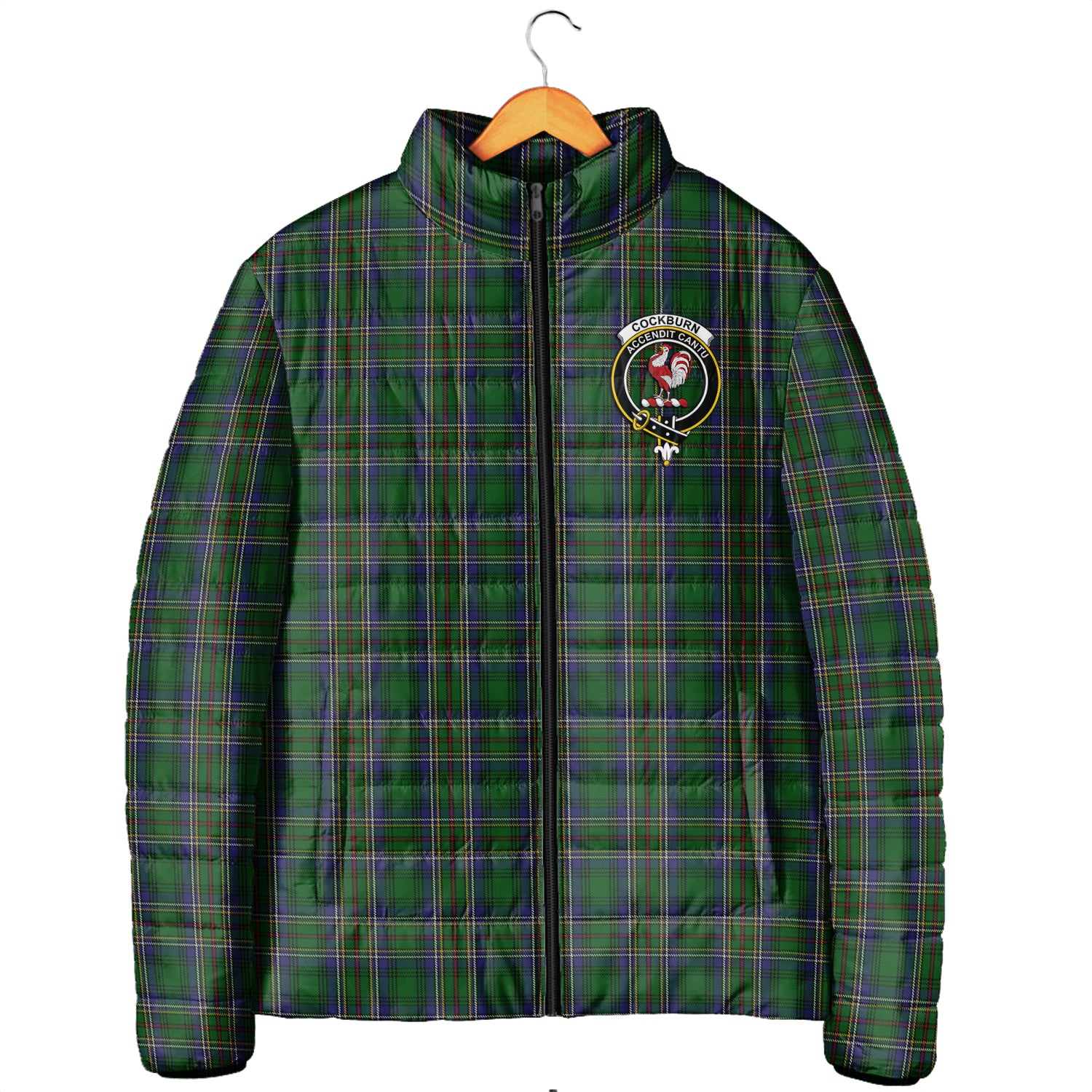 Cockburn Tartan Padded Jacket with Family Crest Men's Padded Jacket - Tartan Vibes Clothing