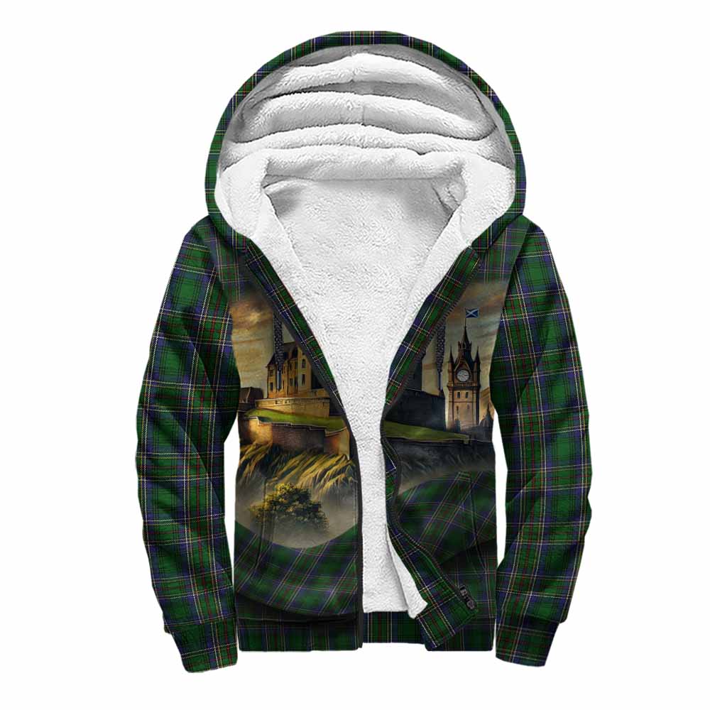 Cockburn Tartan Family Crest Sherpa Hoodie with Scottish Ancient Castle Style Unisex S - Tartan Vibes Clothing