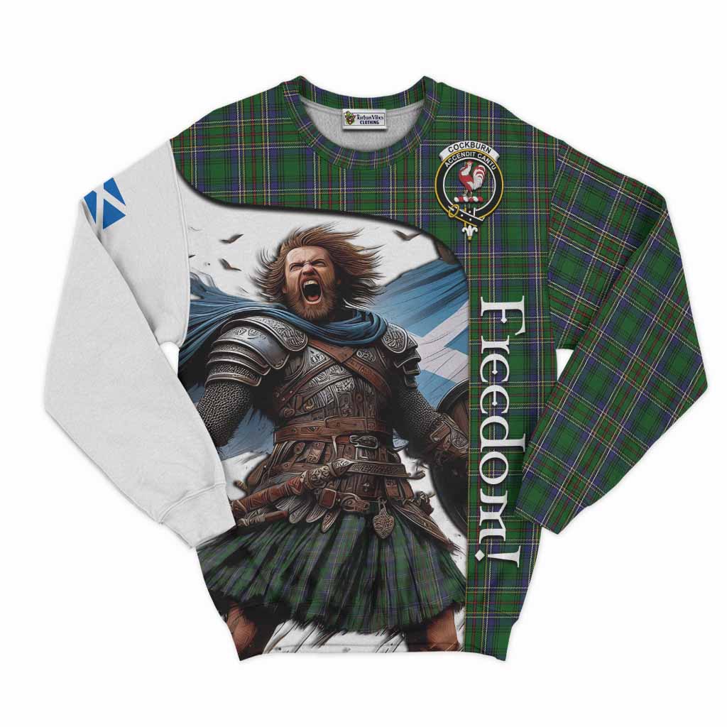 Tartan Vibes Clothing Cockburn Crest Tartan Sweatshirt Inspired by the Freedom of Scottish Warrior