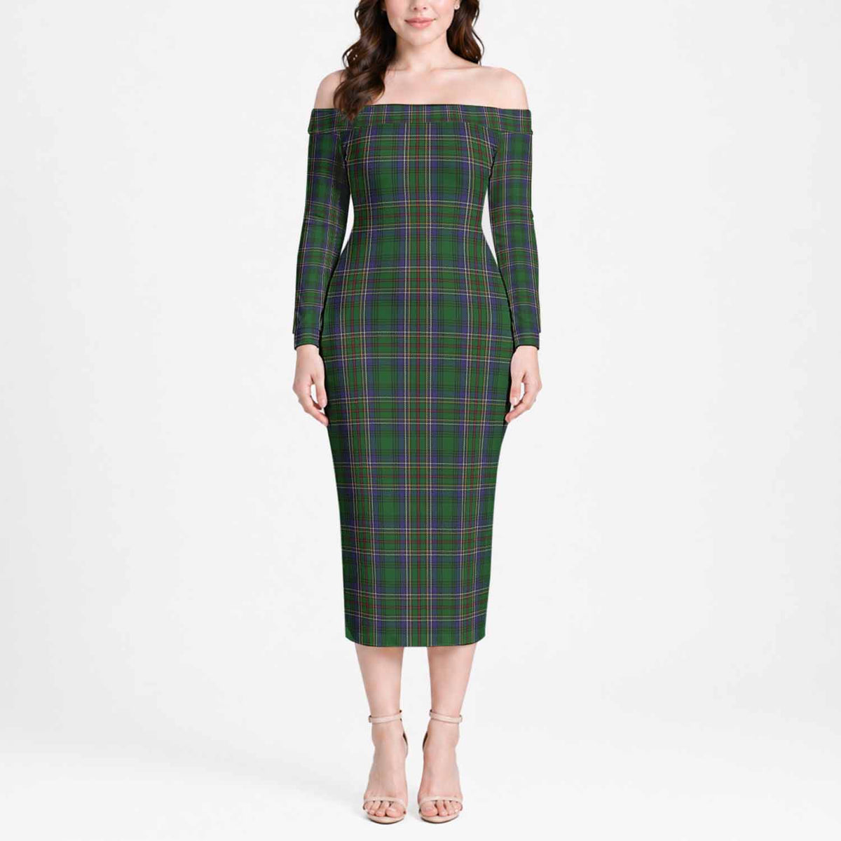 Cockburn Tartan Off Shoulder Lady Dress Women's Dress - Tartan Vibes Clothing