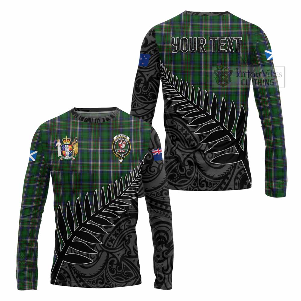 Tartan Vibes Clothing Cockburn Crest Tartan Long Sleeve T-Shirt with New Zealand Silver Fern Half Style