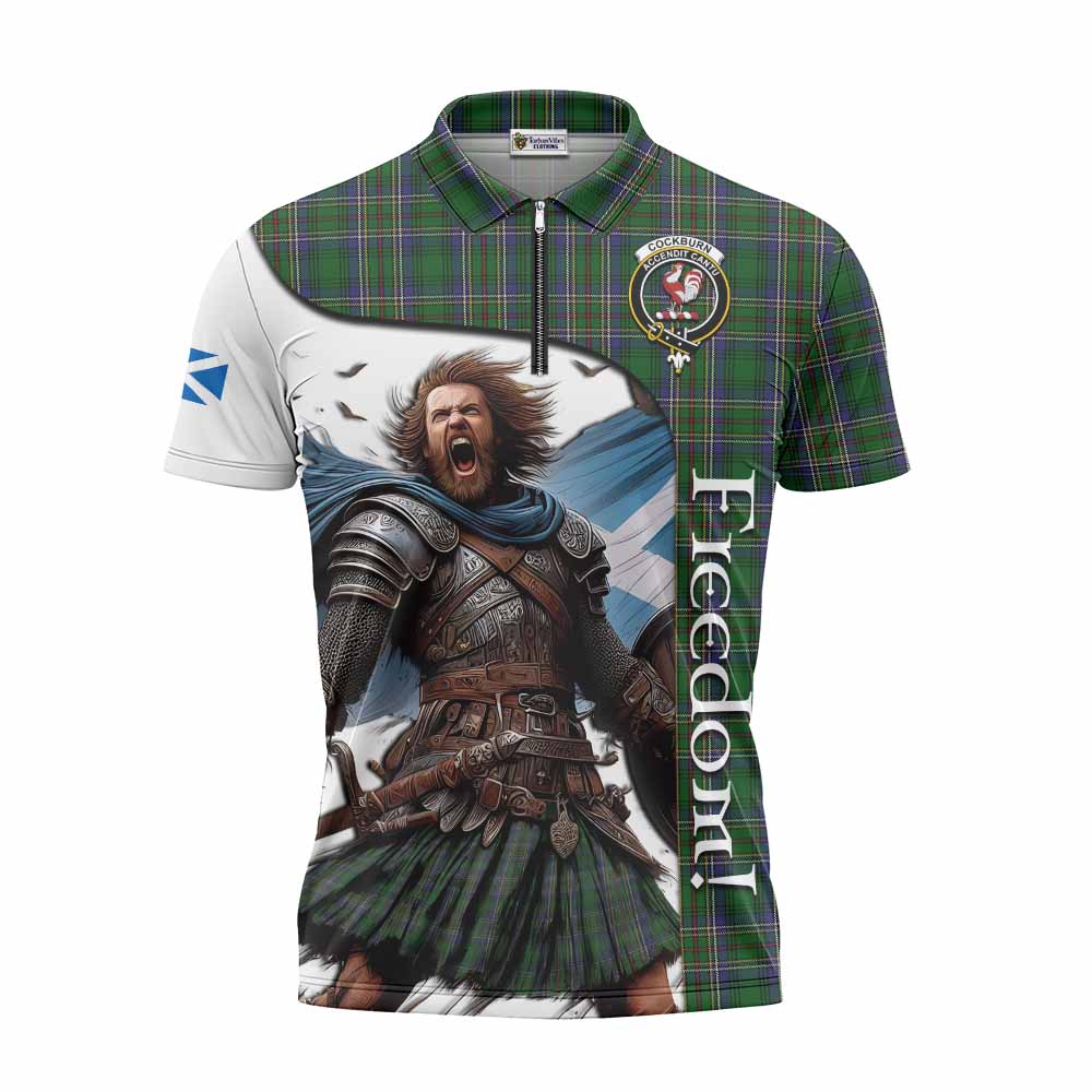 Tartan Vibes Clothing Cockburn Crest Tartan Zipper Polo Shirt Inspired by the Freedom of Scottish Warrior